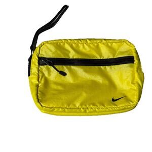 Nike Travel Pouch Bag With Outside Zipper Pocket 9”x6” Yellow Retro Sports